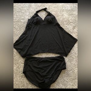 Swimsuits For All, Black 2 Pc Tankini & Bottoms, Womens 26, NEW